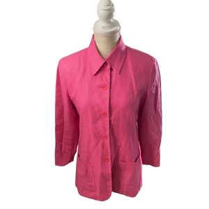 Talbots Irish Linen Women Pink 5-Button Blazer Sz 8 Professional Career Breezy